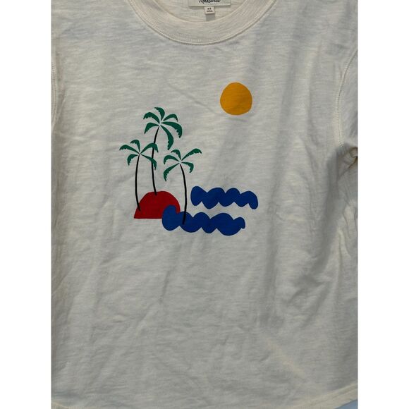 Madewell Island Getaway Graphic Everyday Crop T-shirt Ivory Size XS - Picture 3 of 5